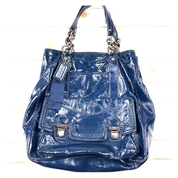 Coach Handbags - Coach Poppy Patent Leather Cobalt Blue Tote